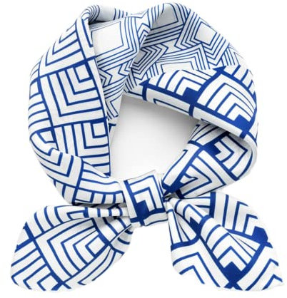 Prettystern Seide Halstuch Damen Herren kleines Seidentuch Nickituch Sommer Frühling kleines Seiden-Tuch 18 Weiß Blau
