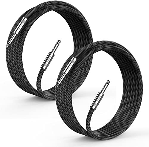 Sovvid 2 Pack Guitar Cable 3M/10FT - Instrument Cable Quarter Inch Cable Electric Guitar Cord 1/4 Guitar Cables Guitar Amp Cord for Guitar Bass Keyboard and Pro Audio (Straight to Straight, Black)