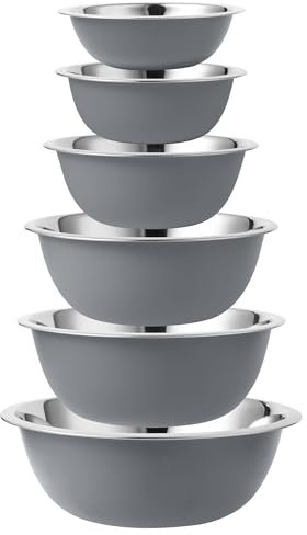 COOK WITH COLOR Stainless Steel Mixing Bowls Set - Nesting Bowls, 6 Pieces, Grey