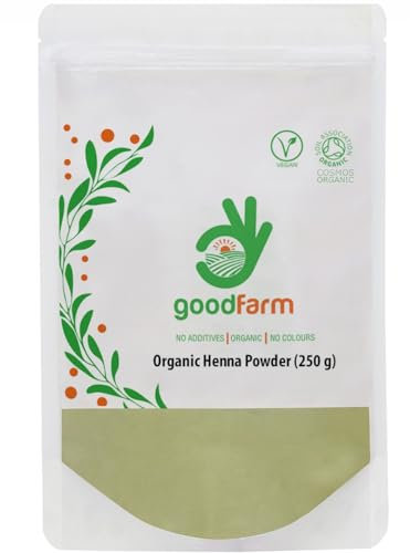 goodFarm Bio Henna Pulver 250g - Bio Pflanzenhaarfarbe, tierversuchsfrei, natürliches Henna, frei von Zusatzstoffen, natürlicher Conditioner