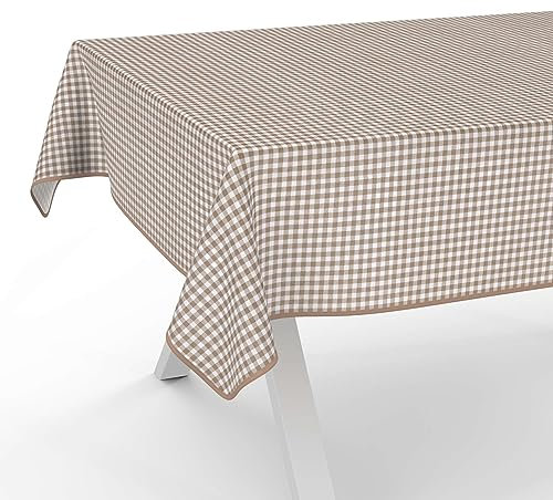 Tischdecke aus Stoff Textil abwaschbar Tischwäsche Tischtuch Baumwolle Polyester Vichy Gray 180x140cm In-/Outdoor Tischdecke
