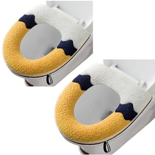 2 Pieces Thicker Bathroom Soft Toilet Seat Cover Pad with Handle Toilet Lid Cover Cushion Soft Thicker Washable Fits All Oval Toilet Seats Gray
