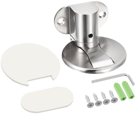 uxcell Magnetic Door Stopper, Adjustable Door Stops Door Catch Magnets Floor Door Holder with Self Adhesive and Screws, Silver Tone