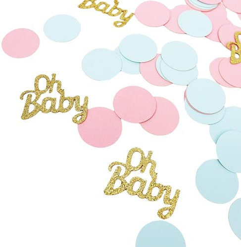 Gender Reveal Dekorationen Papier Konfetti, Rosa Blau Rund Papier Konfetti Gold Baby Papier Konfetti Glitzer Tisch Konfetti Sparkling für Baby Shower Geburtstag (100 Stück)