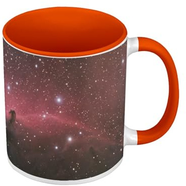 Premium Quality Colour Mug Orange – Horsehead Nebula Space Astronomy – Mug with Handle and Coloured Interior