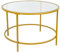 Cannoli Couchtisch, Wohnzimmermöbel aus Glas, Rahmen aus Stahl, runder Couchtisch, goldfarben-Glastisch fürs Wohnzimmer/Balkon-φ70*45,5cm – Gold