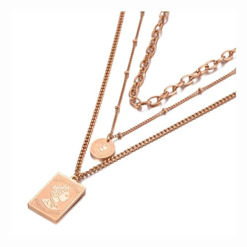 SiVaji Halskette Ketten Schmuck Herren Frauen Anhänger necklace Mode Dreilagige Queen Avatar Charm Anhänger Halsketten Kette & Link Choker Halskette für Frauen N20095R