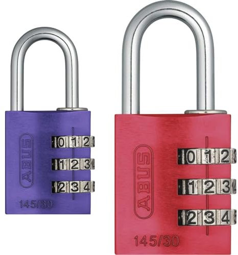 ABUS Cadenas codée en aluminium lila 145 30 & H10 46615 Cadenas à combinaison en aluminium Universel 145/30 Rouge