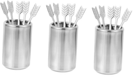 Zerodeko 3 Sets Fruit Juice Beverages Mini Fruit Forks Coffee Espresso Shot Bar Stirrer Whiskey Stirrer Stir Sticks Glass Stirring Rods Swizzle Snack Fork Martini Stainless Steel re-usable