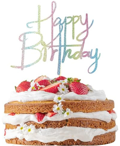 Sotpot 1Pack Colour Glitter Happy Birthday Cake Topper Happy Birthday Cake Decoration for Birthday Theme Party Cake Decoration(Colour)