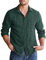 COOFANDY Chemise à carreaux à manches longues pour homme, coupe classique, chemise boutonnée en flanelle décontractée à carreaux pour homme, Vert foncé/noir, S