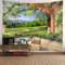 AMDXD Tapisserie, Natur Landschaft Wandteppich Europäisch Innenhof Design Muster Wandtuch Multicolor Polyester, Wandbehänge für Wohnzimmer Schlafzimmer Wohnheim Wanddeko, 150x150cm