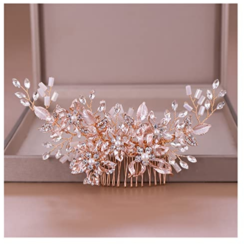 Aqxyedc ROSE GOLD SHINESTONONE CHEVEUX Coiffures Cheveux De Mariage Accessoires for la mariée Femmes Crystal Heapiece Cheveux Ornements Bijoux Cheveux Bridaux wanglan(Rose gold)