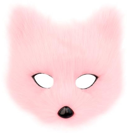 hbbhml Masque animal renard loup Halloween fête cosplay costumes accessoires peluche chat demi-visage masque carnaval Noël mascarade