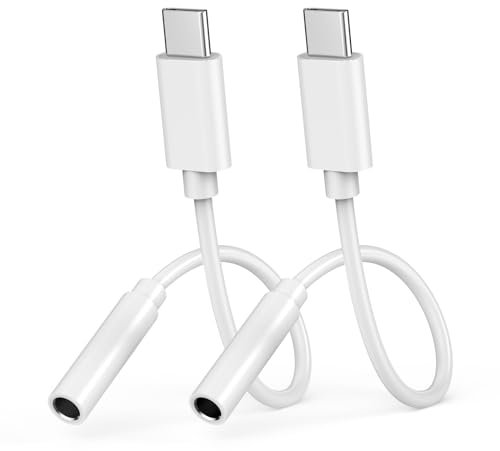 iPhone 16 15 Kopfhörer Adapter, 2 Stück Adapter USB C auf Klinke USB C auf 3,5‑mm-Kopfhöreranschluss Adapter Aux Audio für iPhone 16/16 Plus/16 Pro/16 Pro Max/15/15 Plus/15 Pro/15 Pro Max, iPad Pro