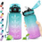 KollyKolla Trinkflasche Kinder 500ml, Trinkflasche Sport mit Strohhalm, Trinkflasche groß, Wasserflasche Auslaufsicher, BPA-Frei, Trinkflasche mit Zeitmarkierungen, Sportflasche für Erwachsener, Büro