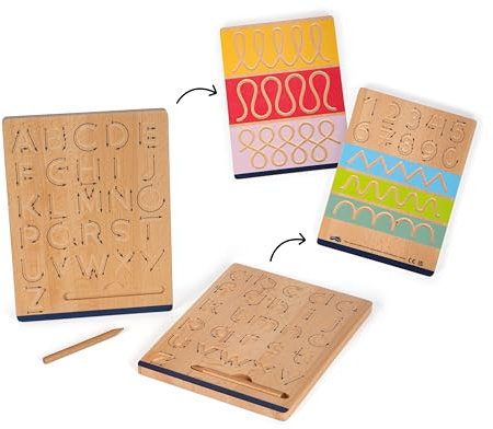 small foot Schreibtafel-Set „Educate“ aus Holz, Schreiben Lernen mit Schwungübungen, für Kinder ab 5 Jahren, 12560