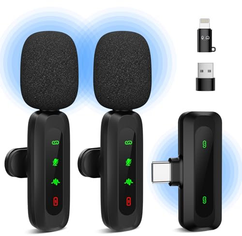 RealPlus Wireless Lavalier Microphone [LED Display], Wireless Microphones for iPhone/Android/iPad/TikTok/YouTube/Vlogging/Live Streaming
