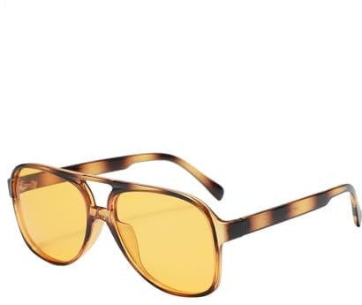YAMEIZE Retro Double Bridge Rectangle Sunglasses - for Women Men Square Night Vision UV400 Protection Glasses for Driving