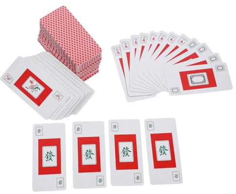 ibasenice 2sätze Mahjong Kartenspiel Leichtes Tragbares Chinesisches Kartenspiel Mit Würfeln Praktische Reisespiele Party-Spiele Für Camping Und Zuhause