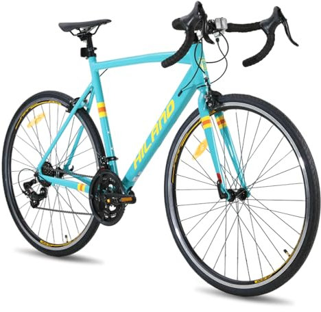Hiland 28 Zoll Rennrad 14 Gang, Aluminium Rahmen 700c Rennrad, 570mm Rahmen City Pendler Fahrrad für Männer Frauen Grün