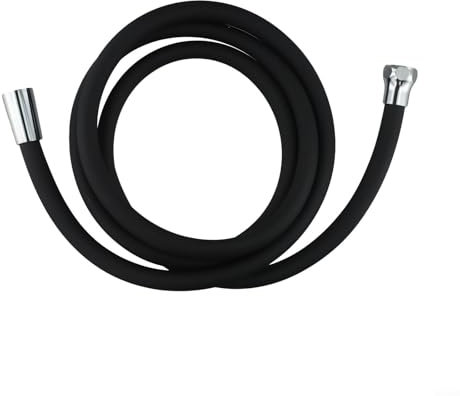 Tuyau de douche flexible en latex G1/2 - 2 m - Compatible avec différents robinets et pommeaux de douche - Noir