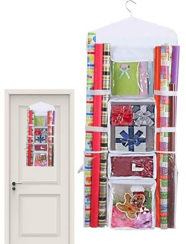 Wrapping Paper Organizer,Double Side Wrapping Paper Storage Containers | Wrap Bag Storage Organizer Wrapping Paper Storage for Closet, Behind The Door