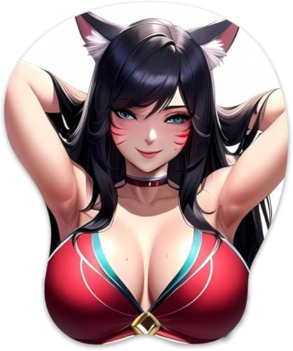 EMMERSONIA Tapis de souris haut de gamme haut de gamme avec repose-poignet en gel souple manga manga tapis de souris haut de gamme (Ahri)