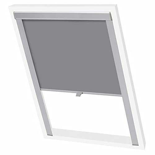 Brokky Verdunkelungsrollo Grau S06/606 Thermorollo Verdunkelungsrollo Dachfenster Rollo Ohne Bohren