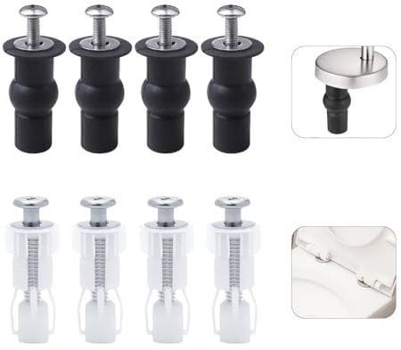 8 Pz Fissaggi WC Sedile, Fissaggio Sedile WC Alto, Viti Fissaggio Tavoletta WC Universale, Vite per Sedile WC Accessori Fissaggio Dado di Gomma per Cerniera WC Montaggio Superiore