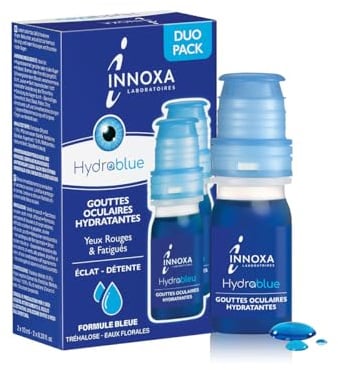 INNOXA Laboratoires - Blaue Formel Augentropfen - Aufhellung des Augenweiß – Befeuchtet gerötete und müde Augen – Originalformel – Made in France – Ohne Konservierungsstoffe - 2x10 ml