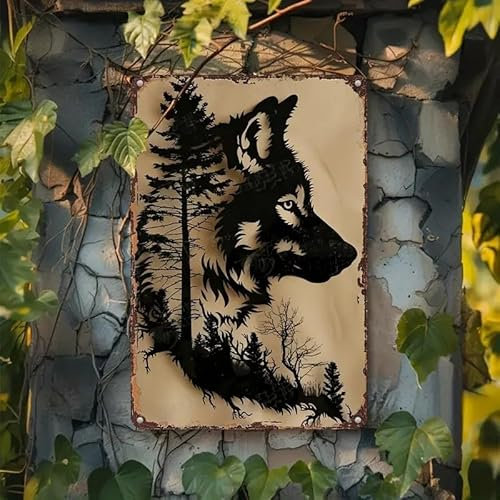 Generisch Wolf Husky Schäferhund Metall Blech Schild Wand-Deko Wandbild wall