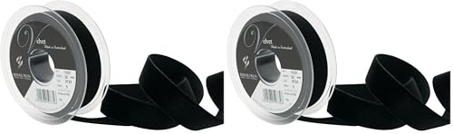 Berisfords Velvet Ribbon, Black, 10.2 x 2.2 x 10.2 cm (Pack of 2)
