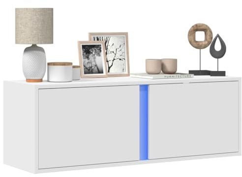 NQJIBUE Item-TV Wandschrank mit LED-Beleuchtung Weiß 100x31x35 cm, Unterhaltungszentren & TV-Ständer