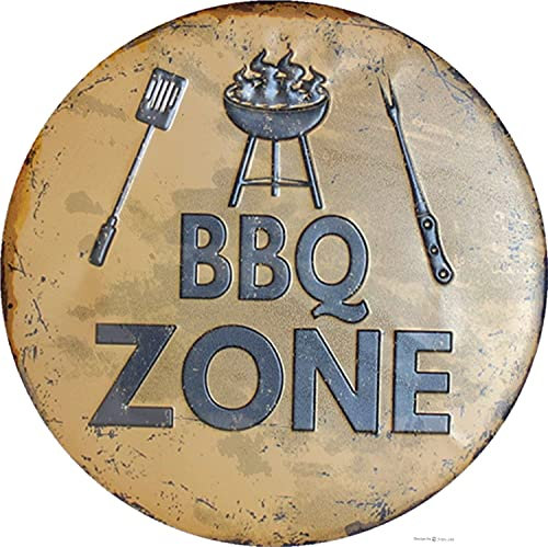 Letreros de metal retro de estaño para zona de barbacoa, redondos, para decoración del hogar y cocina, bar, cafetería, diámetro para casa, cueva, garaje, bar, cartel, club, decoración de pared