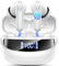 Auriculares Inalambricos, Auriculares 5.4 Bluetooth 45H Estéreo HiFi, Reducción de Ruido ENC, LED Pantalla, Carga Rápida USB-C, Cascos Inalambricos IP7 Impermeable, Blanco