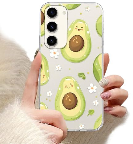 Phoona Handyhülle für Samsung Galaxy A15 4G Hülle 6.5,Avocado Blume L Aesthetic Muster Design Weiche Ultra Transparent Silikon Schutzhülle Kratzfeste Stoßfest Kameraschutz Bumper Case für Mädchen