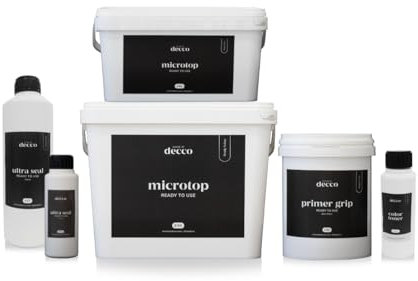 decco Microtop Ready To Use Kit Betón Ciré 5m² pour Salles de Bain, Douches et Cuisines - Couleur : Cement