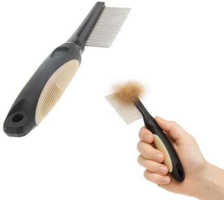 Rosewood Dog Comb for Dogs and Cats - Size M - Fur Comb for Daily Grooming - Black - For Tangle-Free and Groomed Fur
