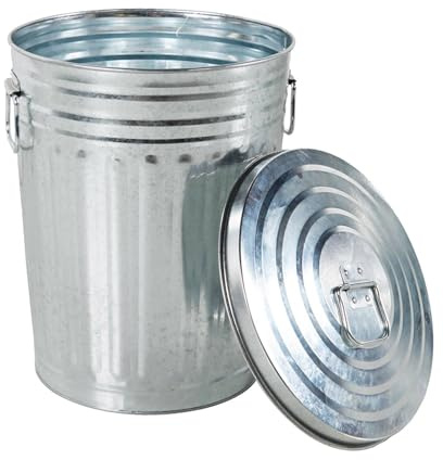 Metall Eimer mit Deckel XXL - Mülltonne - Apfalleimer- Futtertonne - Mülleimer mit Deckel - Feuertonne - Ascheeimer mit 58-30 - 20 Liter verzinkt (30 Liter 35,5 x x28,5 x 44 cm)