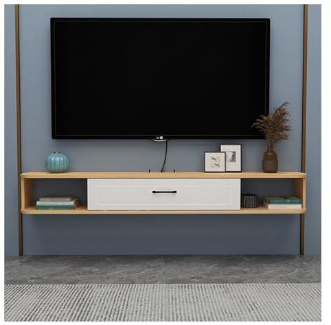 GHHVFEC Floating TV Stand, 55'' Wall Mounted Entertainment Center TV Media Console, Large Storage TV Bench for Living Room