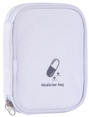 Wegiwuca Erste-Hilfe-Tasche, leer, Medikamenten-Aufbewahrungstasche, Set, Wandern, Rucksackreisen, Camping, Radfahren, kleine Größe, Reise-Medizintasche, Weiß, Mass Beauty