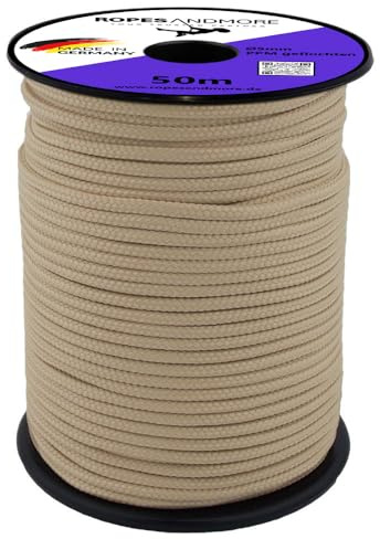 PP Polypropylenseil Seil 5mm 50m PPM 16-Fach geflochten Polypropylen Schnur Kordel Basteln +30 Farben von Ropes and More® (Hanffarbig)