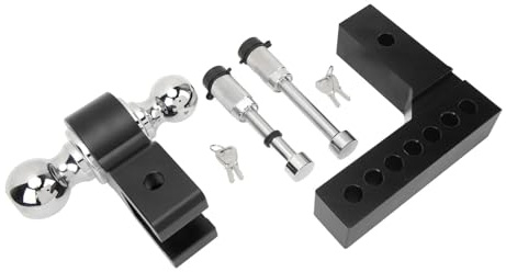 VELATEMOR Verstellbare Anhängerkupplung aus Edelstahl mit Hoher Kapazität, 6 Zoll Drop Rise für 2 Zoll Schwere GTW-Traktionshakenempfänger, Einfache Installation Zum Ziehen Großer Anhänger, (Black)