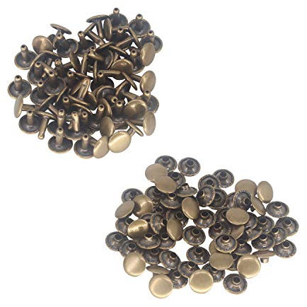Doppel Cap Nieten, Tubular Metallbolzen für Kleidung Reparatur und Austausch, Nähen, Leder Crafting, Verschönern, 10mm x 9mm, Bronze, 100 Sets