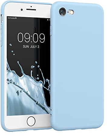 kwmobile Handyhülle kompatibel mit Apple iPhone SE (2022) / iPhone SE (2020) / iPhone 8 / iPhone 7 Hülle - Handy Case aus weichem Silikon in Hellblau matt
