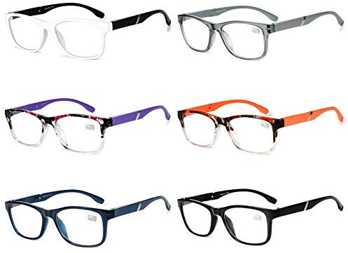 VEVESMUNDO Lesebrille Damen Herren Halbrahmen Federscharnier Vintage Halbbrille Lesehilfe Sehhilfen Brillen mit Stärke (6 Stück Lesebrillen, +2.0)