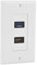 Wall Outlet, HDMI Wall Plate, USB Wall Plate, 1 Port HDMI Female + 1 Port USB3.0Female Integrated Faceplate, ABS Main Panel Socket Wall Outlet Plate Socket