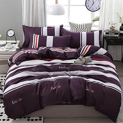 FANSU Bedding Microfaser Bettbezug-Set, 4 Teilig Bettwäsche Set Bequem Weich Haltbar Enthalten Bettlaken Kissenbezug Hohe Qualität Einzelbett Doppelbett King Size (200x230cm,Grobes Korn)