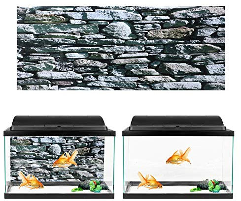 Oyunngs Aquarium Rückwand, 91 * 50cm PVC Kleber Aufkleber Aquarium Hintergrundbild für Aquarium, 3D-Effekt Steinmauer Gemälde Poster, Unterwasser Wandtattoo Dekoration Aquarium Zubehoer